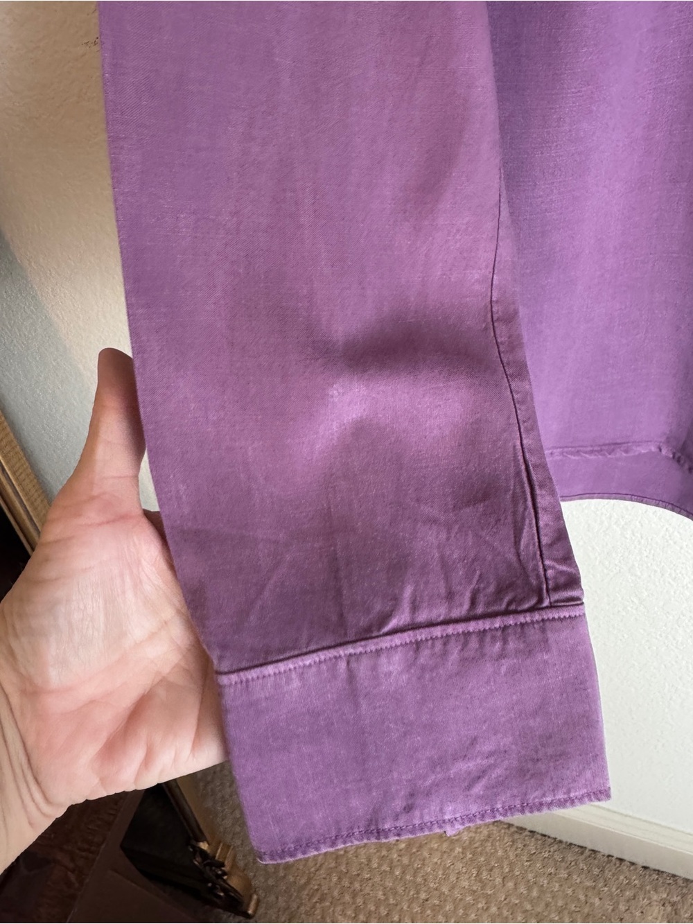 Cloth & Stone Purple Solid Woven Lyocell Pleated Button-Up Shirt Size M - Picture 6 of 13